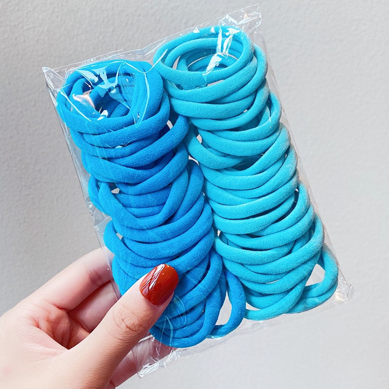 50/100 teile/satz Mädchen Bunte Nylon Kleine Elastische Haarbänder Kinder Pferdeschwanz Halter Scrunchie Stirnband Kinder Haarschmuck