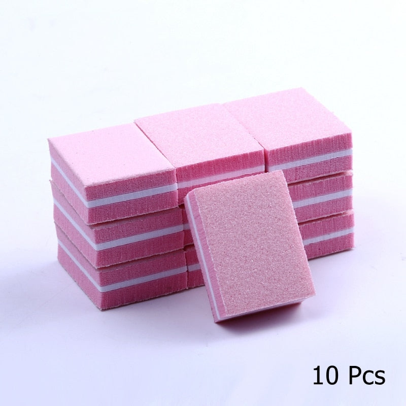 25/50pcs / lot Mini blocs de lime à ongles double face Éponge colorée Vernis à ongles Bandes de tampon de ponçage Outils de manucure de polissage