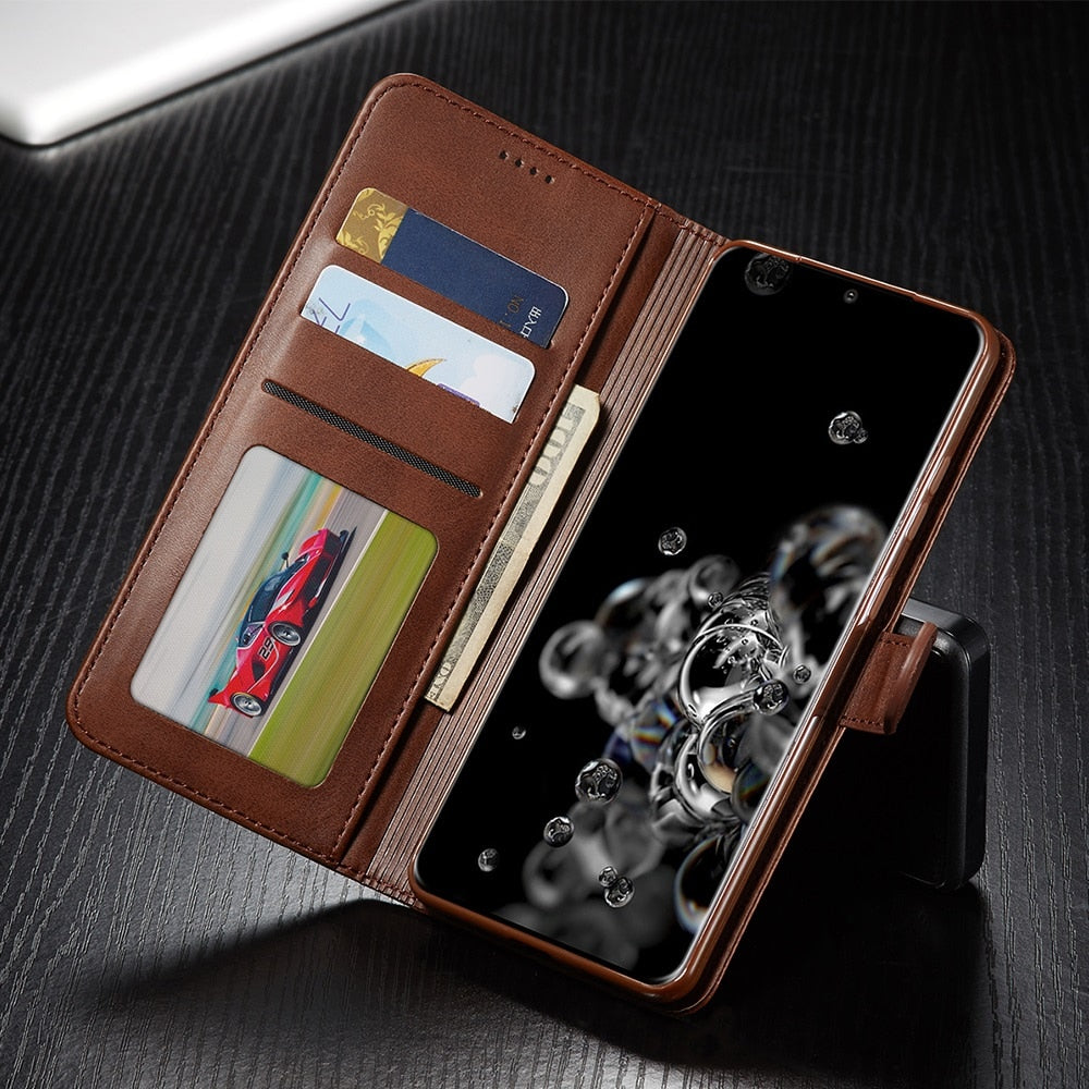 Leather Case for Samsung Galaxy S20 FE S21 Ultra A71 A51 Note 20 10 Plus A70 A50 A20 A52s S9 S8 Plus S7 Edge Wallet Flip Cover