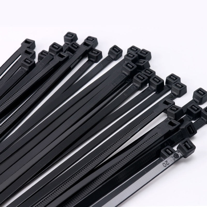 Self-locking plastic nylon cable tie 100 pieces black, cable tie fastening ring, industrial cable tie cable tie set