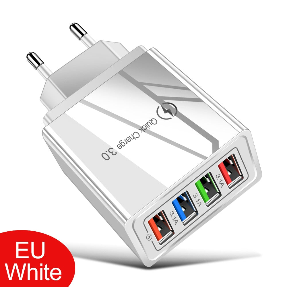 EU / US-Stecker USB-Ladegerät Quick Charge 3.0 für Telefonadapter für iPhone 12 Pro Max Tablet Portable Wall Mobile Charger Fast Charger