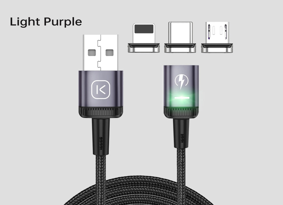LED Magnetic USB Cable 3A Fast Charging Type C Cable Magnet Charger Micro USB Cable for iPhone xiaomi poco samsung cord