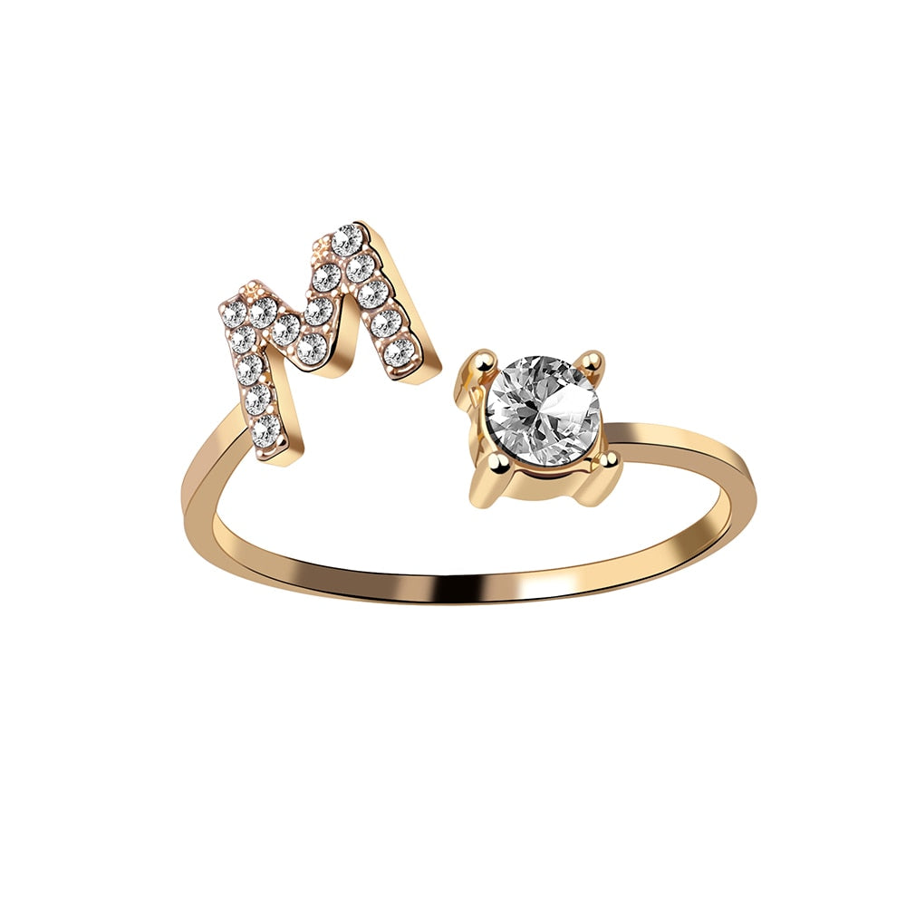 AZ Brief Einstellbare Öffnungsringe Für Frauen Paar Alphabet Name Männer Initialen Ring Männer Hochzeit Finger Schmuck anillos mujer