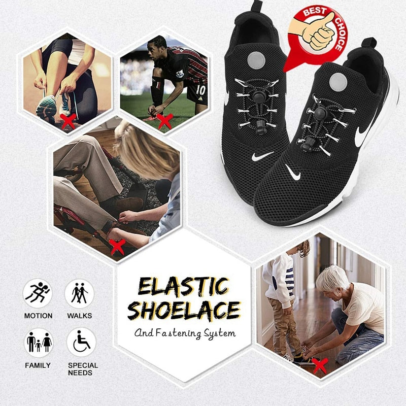 Sneaker ShoeLaces Elastic No Tie Shoe Laces Stretching Lock Lazy laces Quick Rubber Shoelace Shoestrings