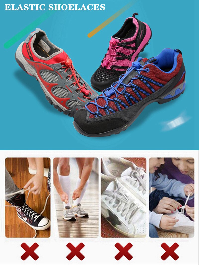 Sneaker ShoeLaces Elastic No Tie Shoe Laces Stretching Lock Lazy laces Quick Rubber Shoelace Shoestrings