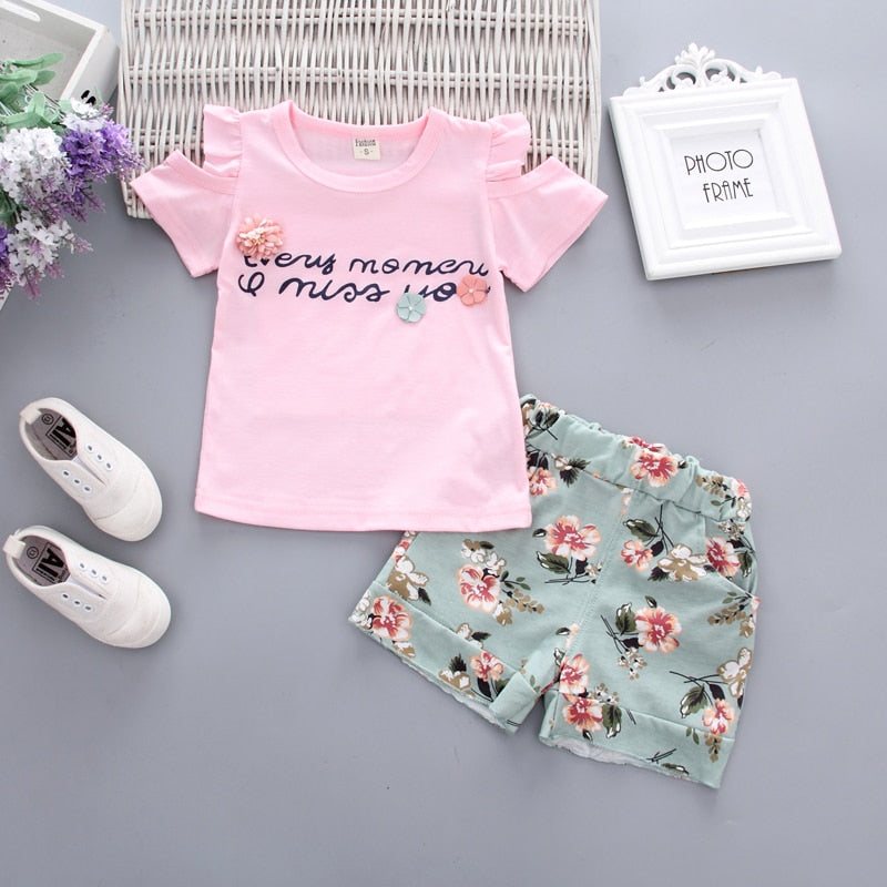 2 Stück Baumwolle Mädchen Kleidung Sets Sommer Weste Ärmellose Kinder Sets Mode Mädchen Kleidung Anzug Casual Floral Outfits