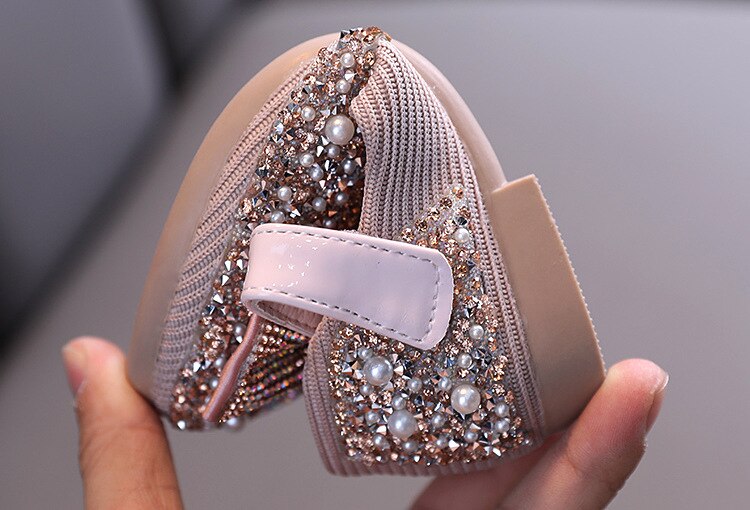 Children Leather Shoes Rhinestone Bow Princess Girls Party Dance Shoes Baby Student Flats Kids Performance Shoes