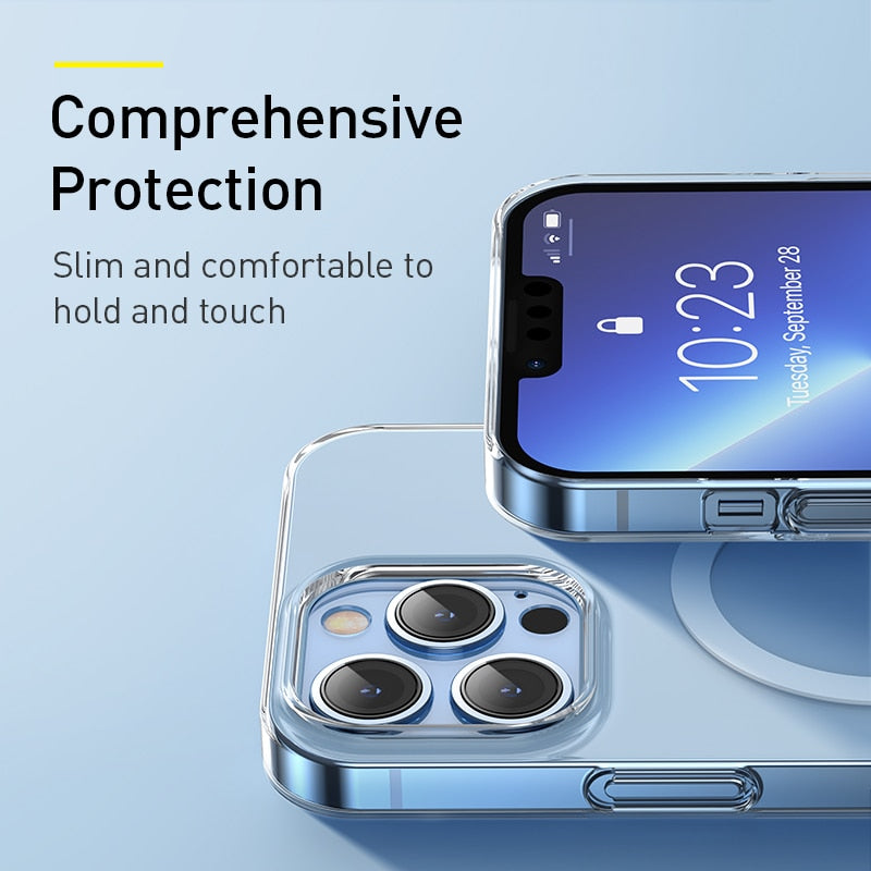 Transparent Magnetic Phone Case for iPhone 14 13 12 11 Pro Max Wireless Charging Cover For iPhone13 12Pro Max Magnet Case