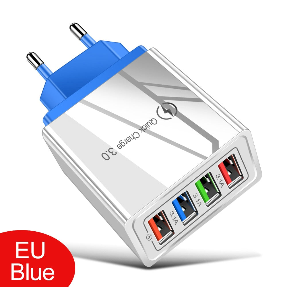 EU / US-Stecker USB-Ladegerät Quick Charge 3.0 für Telefonadapter für iPhone 12 Pro Max Tablet Portable Wall Mobile Charger Fast Charger