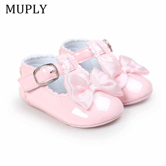 Newborn Baby Girls Shoes Leather Buckle First Walkers Big Bow Summer Princess Shoes Party Wedding Baby Girl Shoes