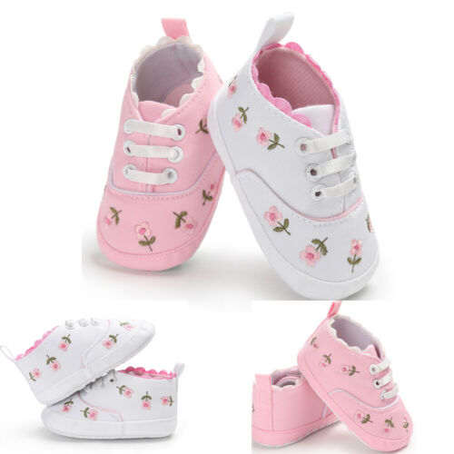 Summer Baby Infant Girl Soft Sole Crib Toddler Canvas Cute Flower Sneaker Shoes