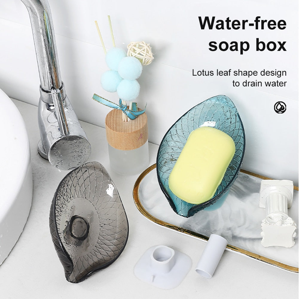 2PCS Suction Cup Soap dish For bathroom Shower Portable Leaf Soap Holder Plastic Sponge Tray For Kitchen Bathroom accessories