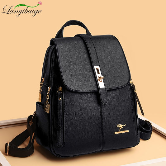 Women Large Capacity Backpack, High Quality Leather Female Vintage Bag, School Bags Travel Bagpack, Ladies Bookbag, Rucksack