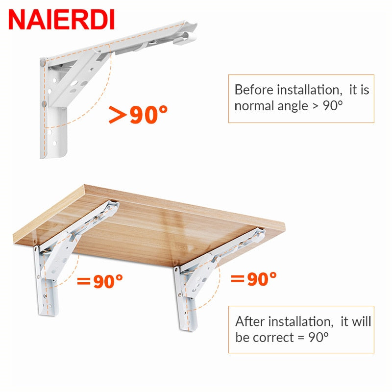 2PCS Triangle Folding Angle Bracket Heavy Support Adjustable Wall Mounted Bench Table Shelf Bracket Furniture Hardware