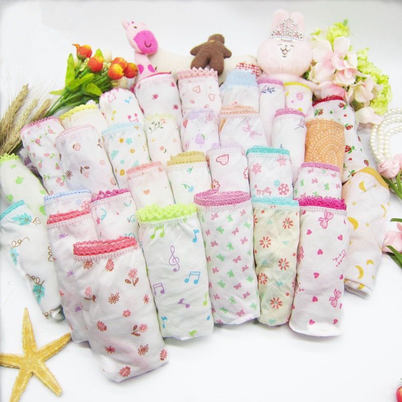 12pc/Lot  Baby Girls Underwear Cotton Panties Kids Short Briefs Children Underpants