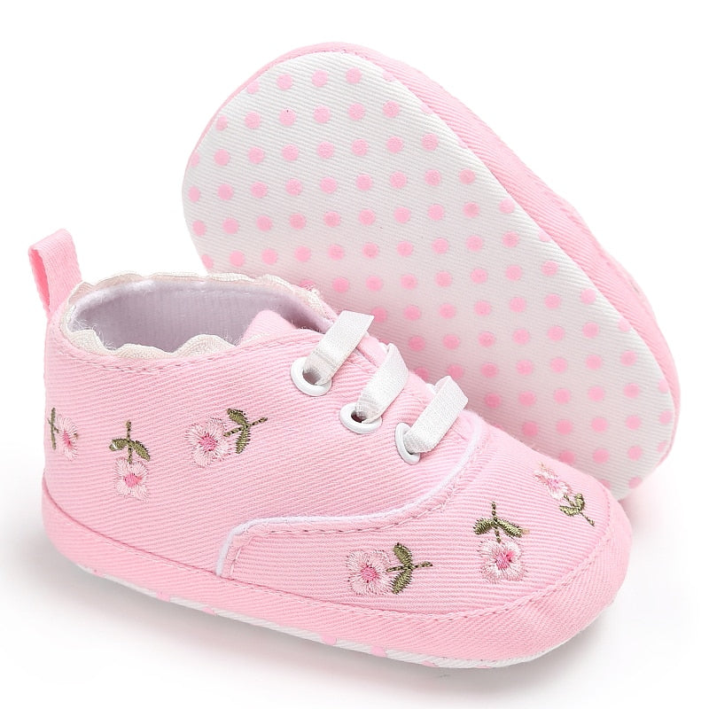 Summer Baby Infant Girl Soft Sole Crib Toddler Canvas Cute Flower Sneaker Shoes