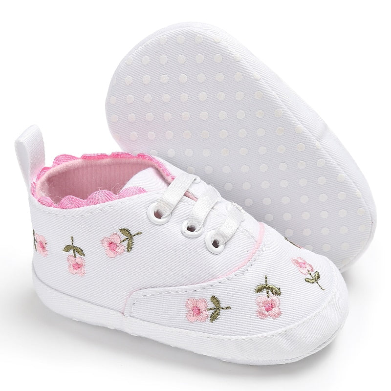 Summer Baby Infant Girl Soft Sole Crib Toddler Canvas Cute Flower Sneaker Shoes