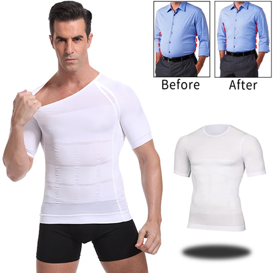 Classic Men Body Toning T-Shirt, Slimming Body, Shaper Corrective Posture Belly, Control Compression, Man Modeling Underwear Corset