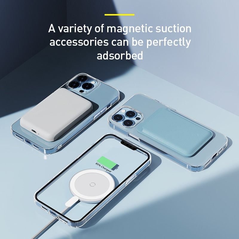 Transparent Magnetic Phone Case for iPhone 14 13 12 11 Pro Max Wireless Charging Cover For iPhone13 12Pro Max Magnet Case