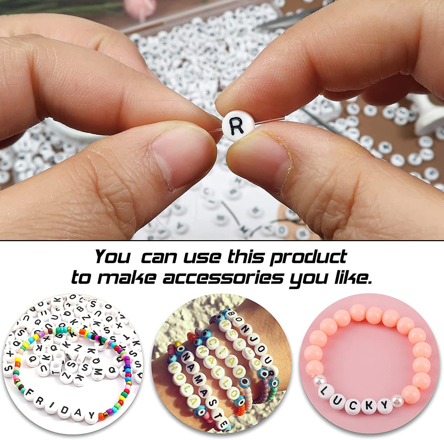 Mixed Color Letter Acrylic Beads Round Flat Alphabet Loose Spacer Beads For Jewelry Making Handmade DIY Bracelet Accessories