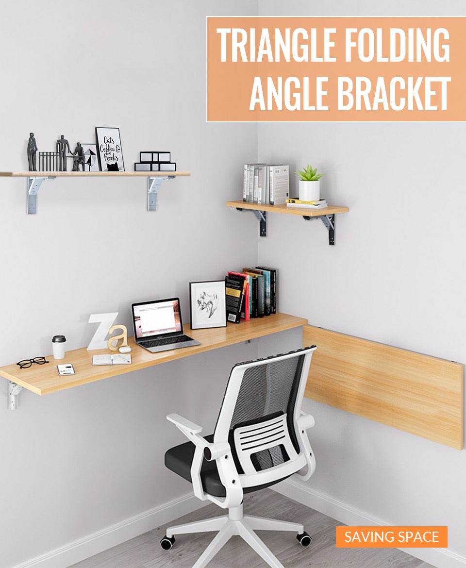 2PCS Triangle Folding Angle Bracket Heavy Support Adjustable Wall Mounted Bench Table Shelf Bracket Furniture Hardware