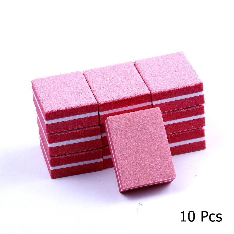 25/50pcs / lot Mini blocs de lime à ongles double face Éponge colorée Vernis à ongles Bandes de tampon de ponçage Outils de manucure de polissage