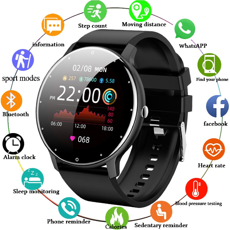 Smart Watch Real-time Activity Tracker Heart Rate Monitor Sports Women Smart Watch Men Clock Android, IOS