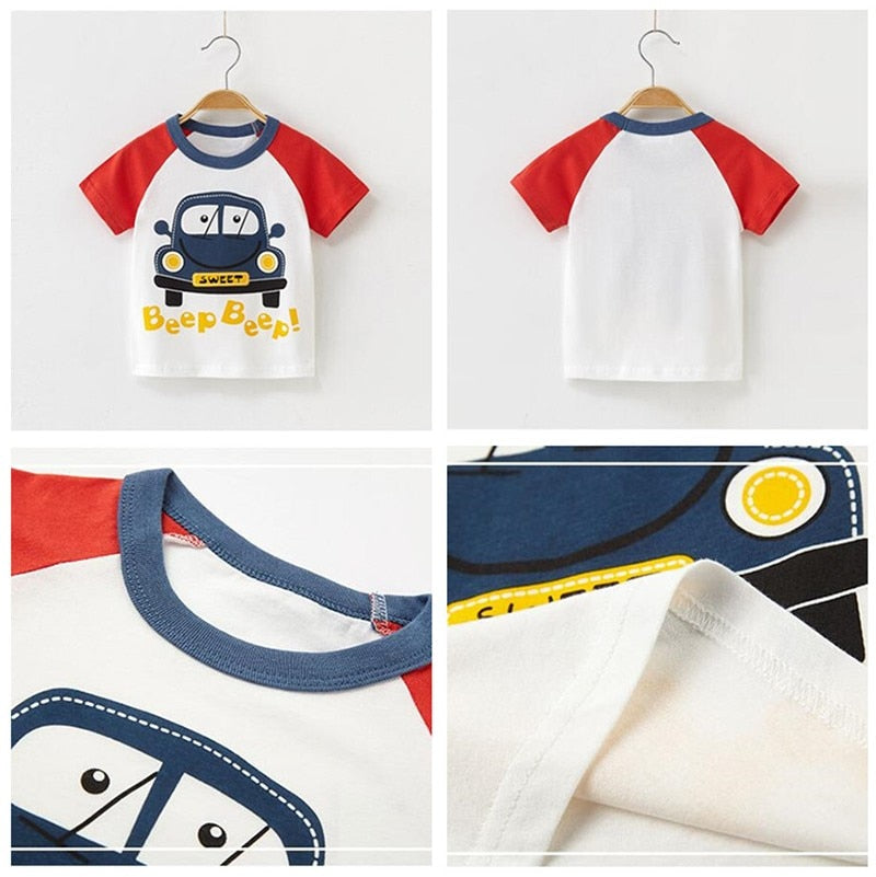 Cartoon Sommer Kinderkleidung Jungen Kurzarm T-Shirt Kinder Sweatshirt Kind Baumwolle Kleidung Jungen T-Shirts