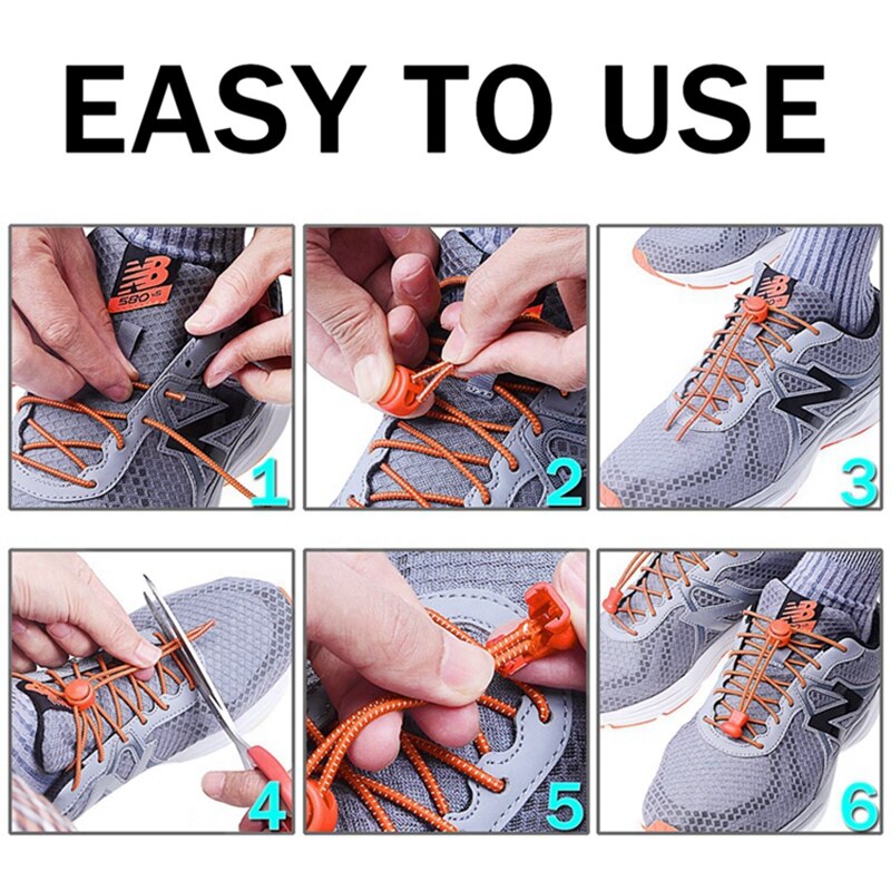 Sneaker ShoeLaces Elastic No Tie Shoe Laces Stretching Lock Lazy laces Quick Rubber Shoelace Shoestrings