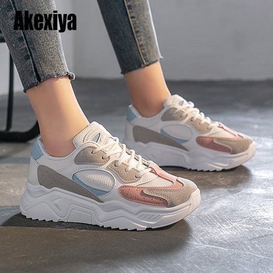 Women Sneakers Thick Bottom, Shoe Thick Bottom, Round Toe