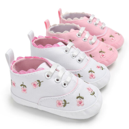 Summer Baby Infant Girl Soft Sole Crib Toddler Canvas Cute Flower Sneaker Shoes