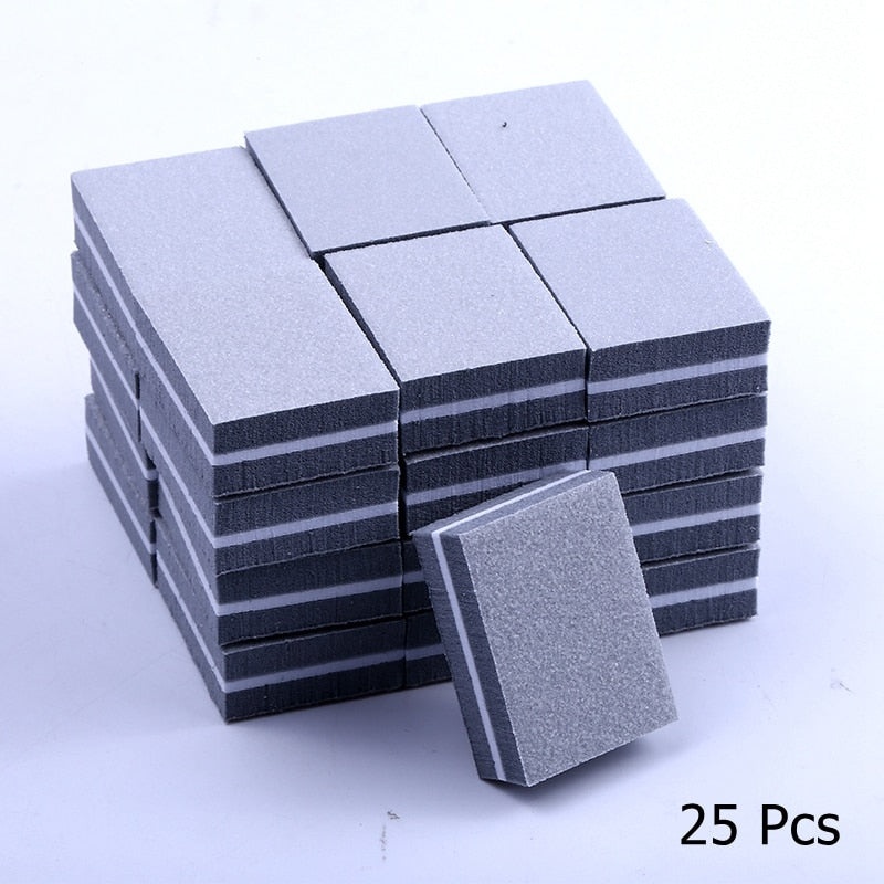 25/50pcs / lot Mini blocs de lime à ongles double face Éponge colorée Vernis à ongles Bandes de tampon de ponçage Outils de manucure de polissage