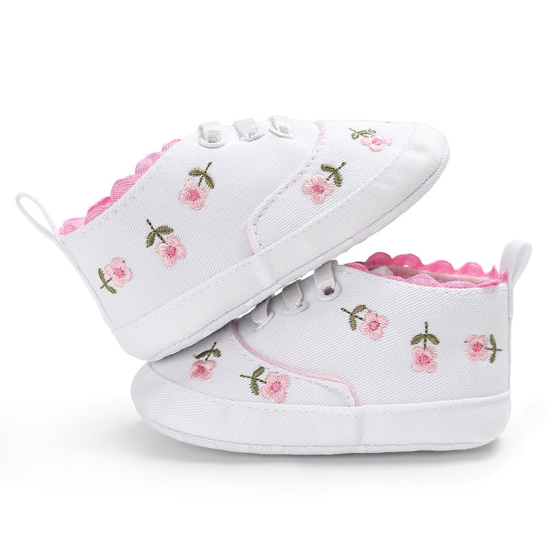 Summer Baby Infant Girl Soft Sole Crib Toddler Canvas Cute Flower Sneaker Shoes