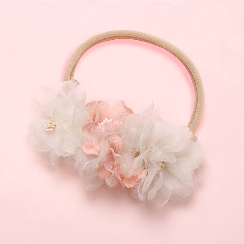 Shiny Fashion Florals Headband Newborn Baby Elastic Princess Hairbands Child Kids Pearl Fresh Style Cute Headwear Gifts