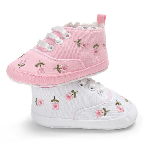 Summer Baby Infant Girl Soft Sole Crib Toddler Canvas Cute Flower Sneaker Shoes