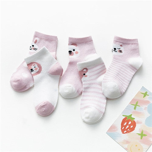 5Pairs / lot Kleinkind-Baby-Socken-Sommer-Ineinander greifen-dünne Baby-Socken für Mädchen-Baumwollneugeborenes Baby-Mädchen-Socken-preiswertes Material