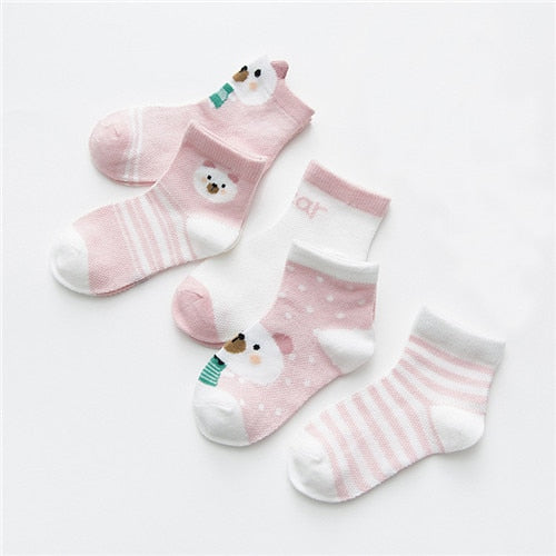 5Pairs / lot Kleinkind-Baby-Socken-Sommer-Ineinander greifen-dünne Baby-Socken für Mädchen-Baumwollneugeborenes Baby-Mädchen-Socken-preiswertes Material