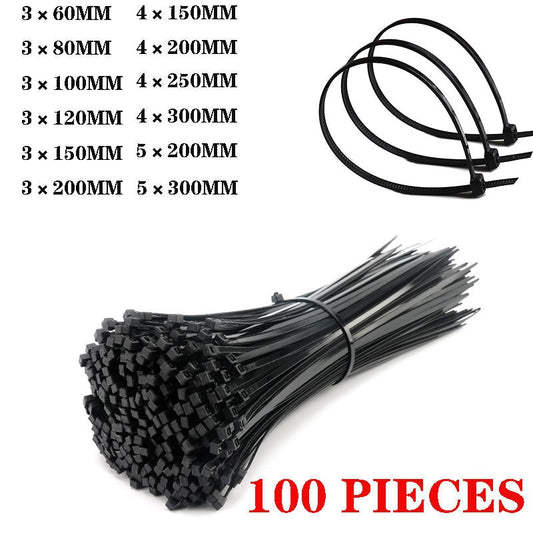 Self-locking plastic nylon cable tie 100 pieces black, cable tie fastening ring, industrial cable tie cable tie set