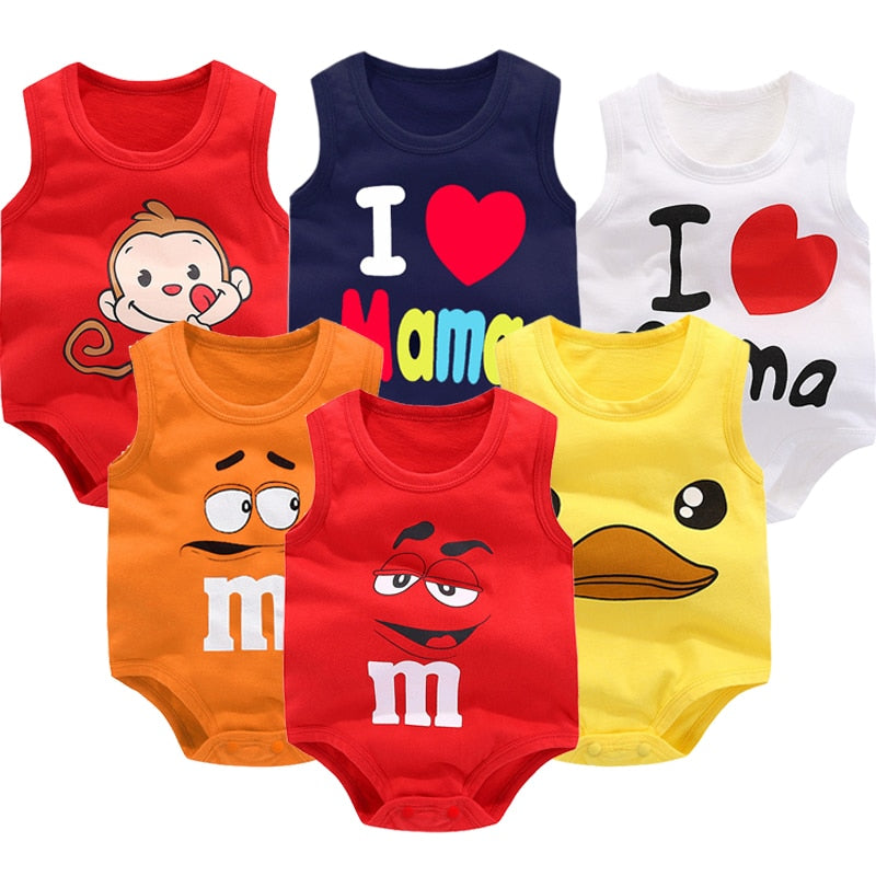 Nouveau-né bébé garçons filles dessin animé coton body infantile bébé sac pet sans manches gilet combinaison été mince pingouin pyjamas tenue