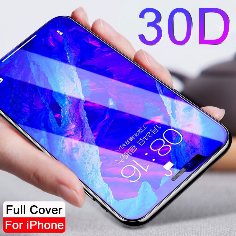 30D Full Cover gehärtetes Glas auf für iPhone 11 12 13 14 PRO MAX Displayschutzfolie Schutzglas auf iPhone 11 X XR XS MAX Glas