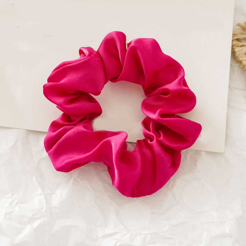 Frauen Silk Scrunchie elastisches handgemachtes mehrfarbiges Haarband Pferdeschwanz Halter Stirnband Haarschmuck Satin Seide einfarbig