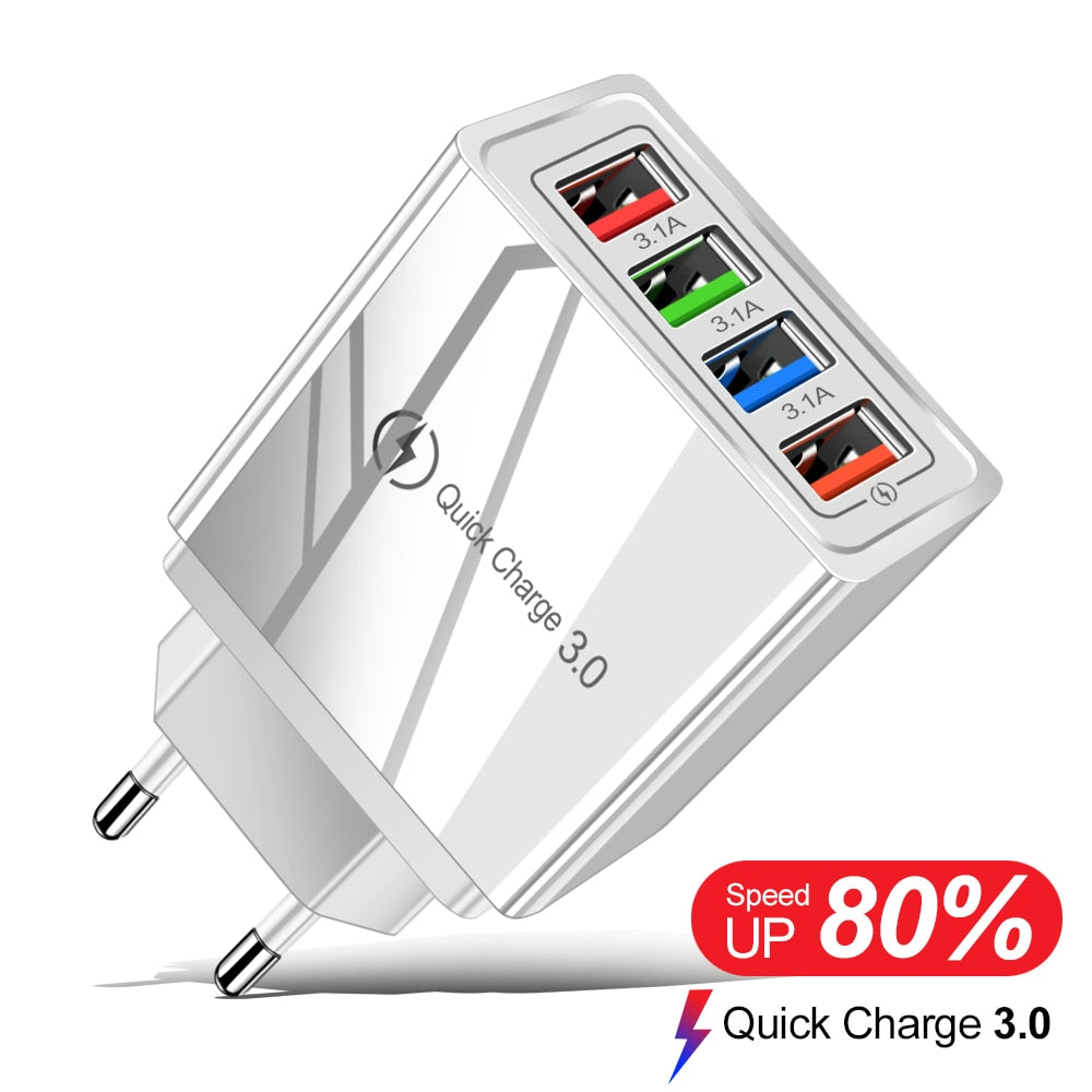 EU / US-Stecker USB-Ladegerät Quick Charge 3.0 für Telefonadapter für iPhone 12 Pro Max Tablet Portable Wall Mobile Charger Fast Charger