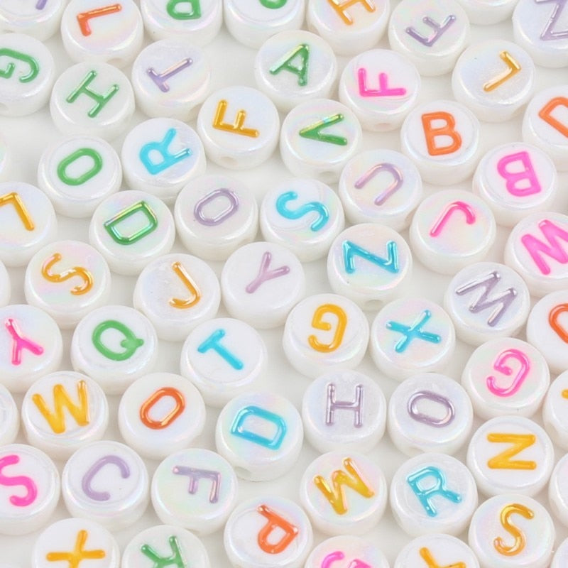 Mixed Color Letter Acrylic Beads Round Flat Alphabet Loose Spacer Beads For Jewelry Making Handmade DIY Bracelet Accessories