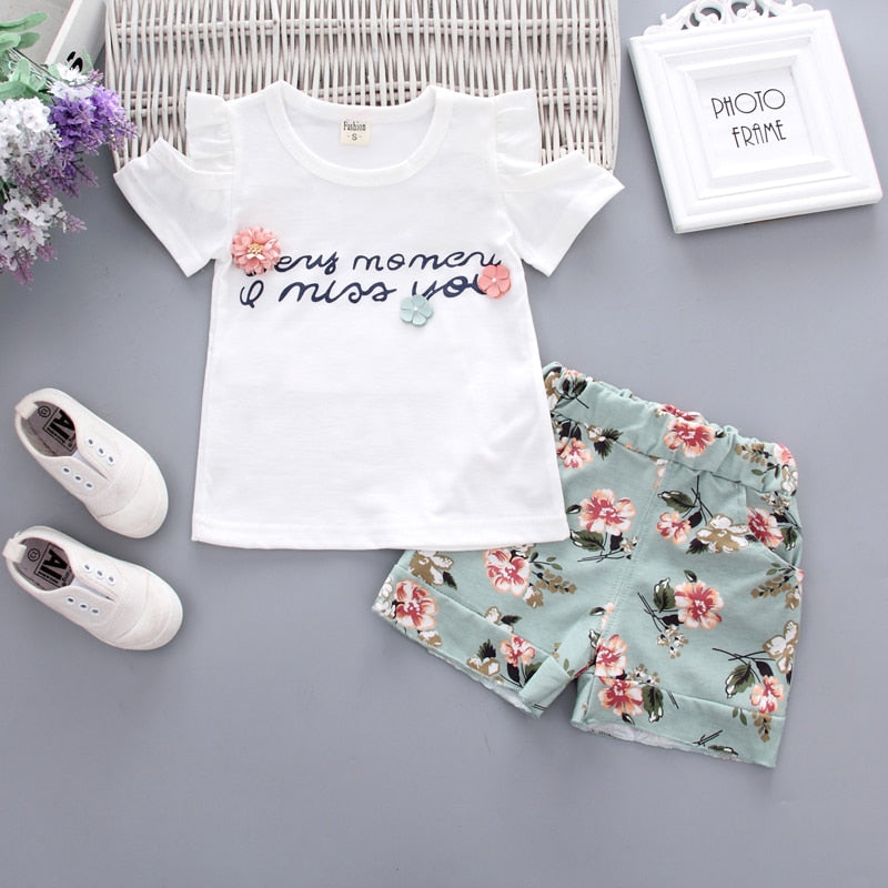 2 Stück Baumwolle Mädchen Kleidung Sets Sommer Weste Ärmellose Kinder Sets Mode Mädchen Kleidung Anzug Casual Floral Outfits