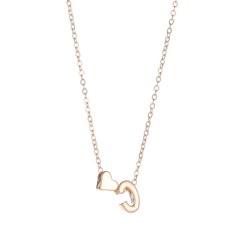 Mode petit coeur délicat collier Initial or argent couleur lettre nom collier ras du cou pour les femmes pendentif bijoux cadeau