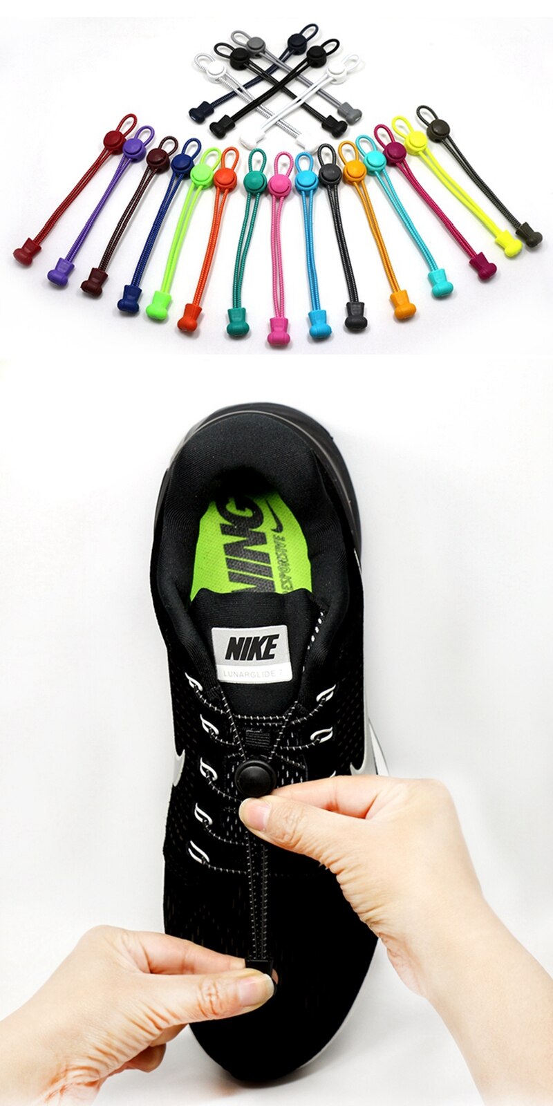 Sneaker ShoeLaces Elastic No Tie Shoe Laces Stretching Lock Lazy laces Quick Rubber Shoelace Shoestrings