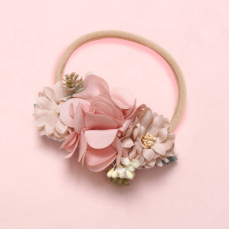 Shiny Fashion Florals Headband Newborn Baby Elastic Princess Hairbands Child Kids Pearl Fresh Style Cute Headwear Gifts