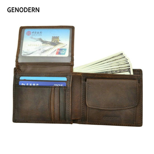 Genuine Leather Men Wallets, Coin Pocket, Vintage Male Purse, RFID Blocking Genuine Leather Men Wallet, Card Holder