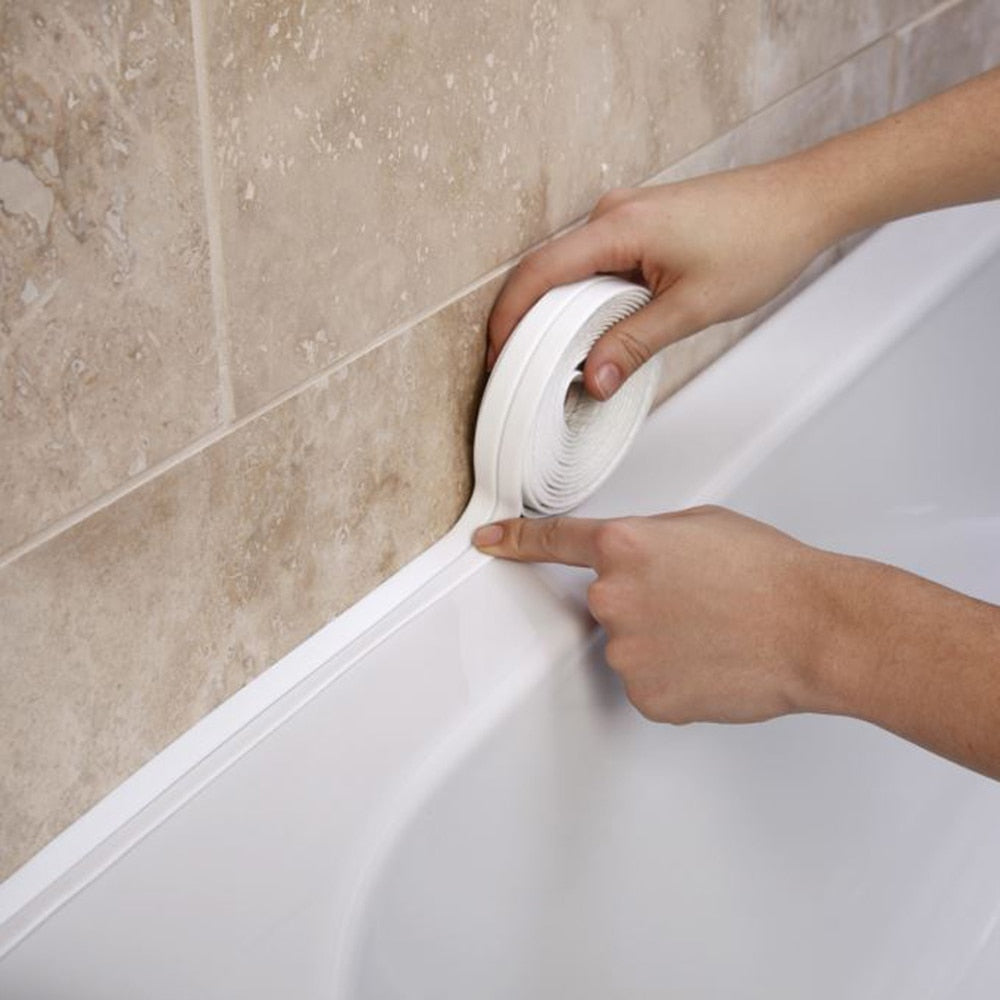 Salle de bain douche évier bain bande d'étanchéité bande blanc PVC auto-adhésif étanche autocollant mural pour salle de bain cuisine