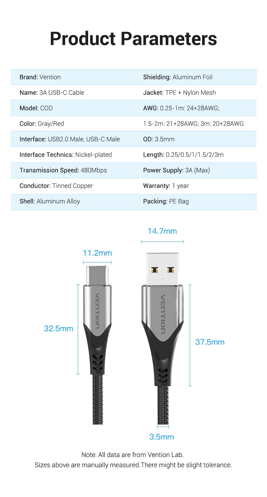 USB Type C Cable for Samsung S21 3A Fast USB Charging USB C Charger Date Wire for Xiaomi Redmi Note 8 Type-C Cabo Cable